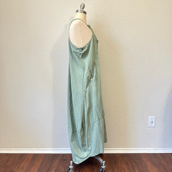 DAILY PRACTICE ANTHROPOLOGIE Lounge Maxi Dress Sage Green Hi-Low Cotton - Picture 7 of 14